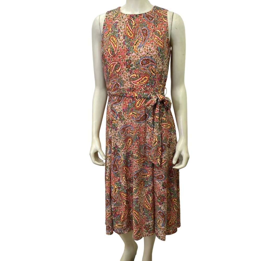 ANNE KLEIN $119 FLORAL PAISLEY PRINT MIDI DRESS SIZE 6 NWT‎